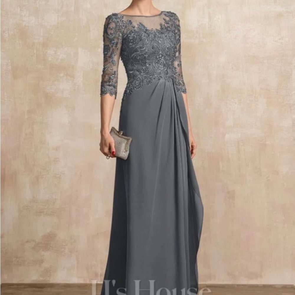 JJs House Charcoal Lace Long Sleeve Dress